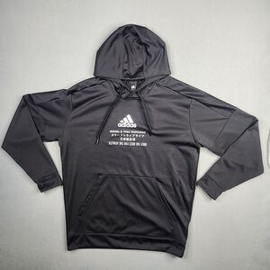 Adidas Hoodie Mens XL Climawarm Black Trn Ti Logo Graphic Sweatshirt ED8315